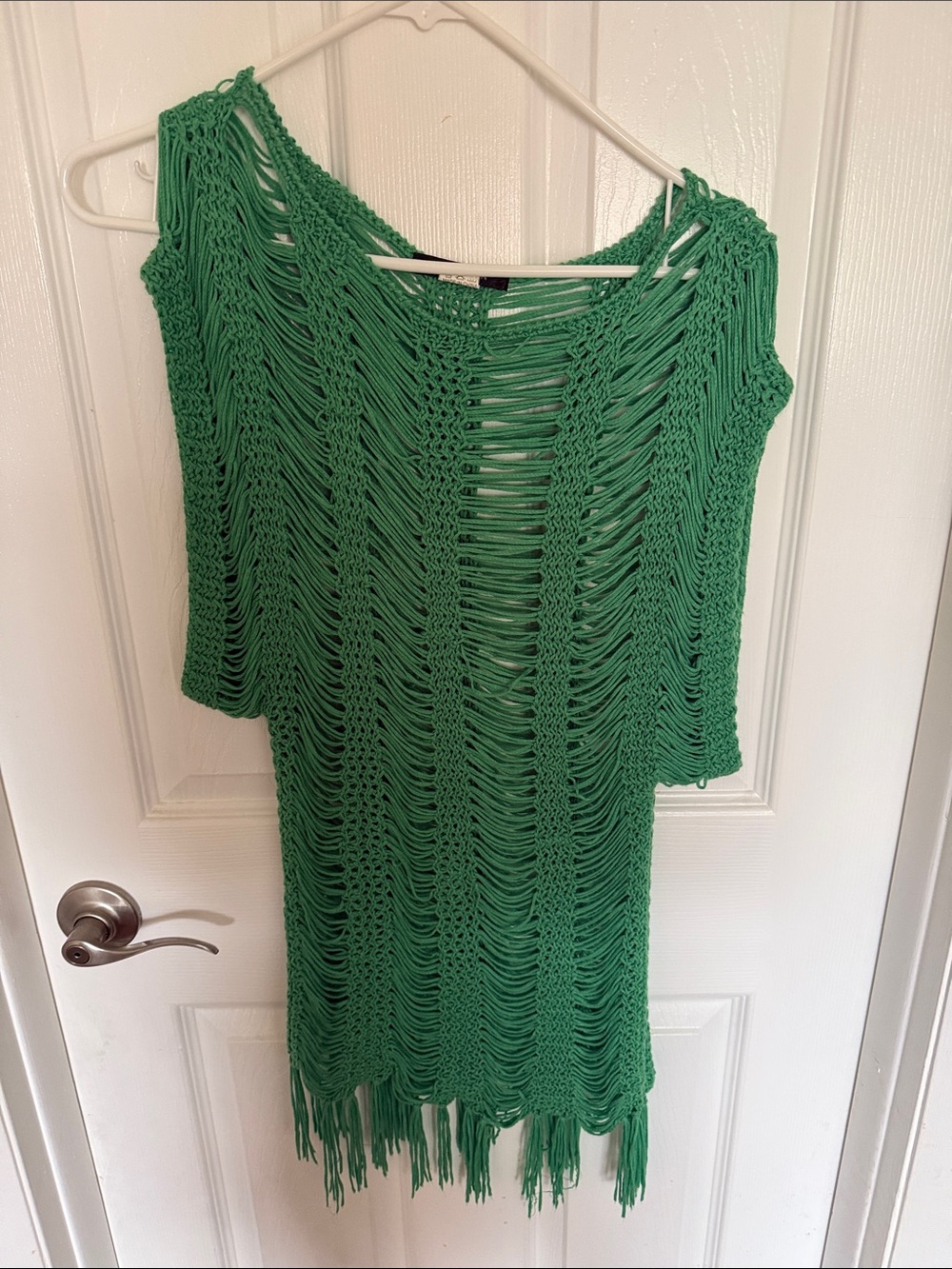 Green Crochet Fringe Tunic Top
